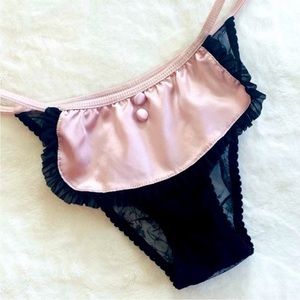 Y2K Victoria’s Secret Silky Pink Satin Lace Apron Bikini Panty Deadstock Panties